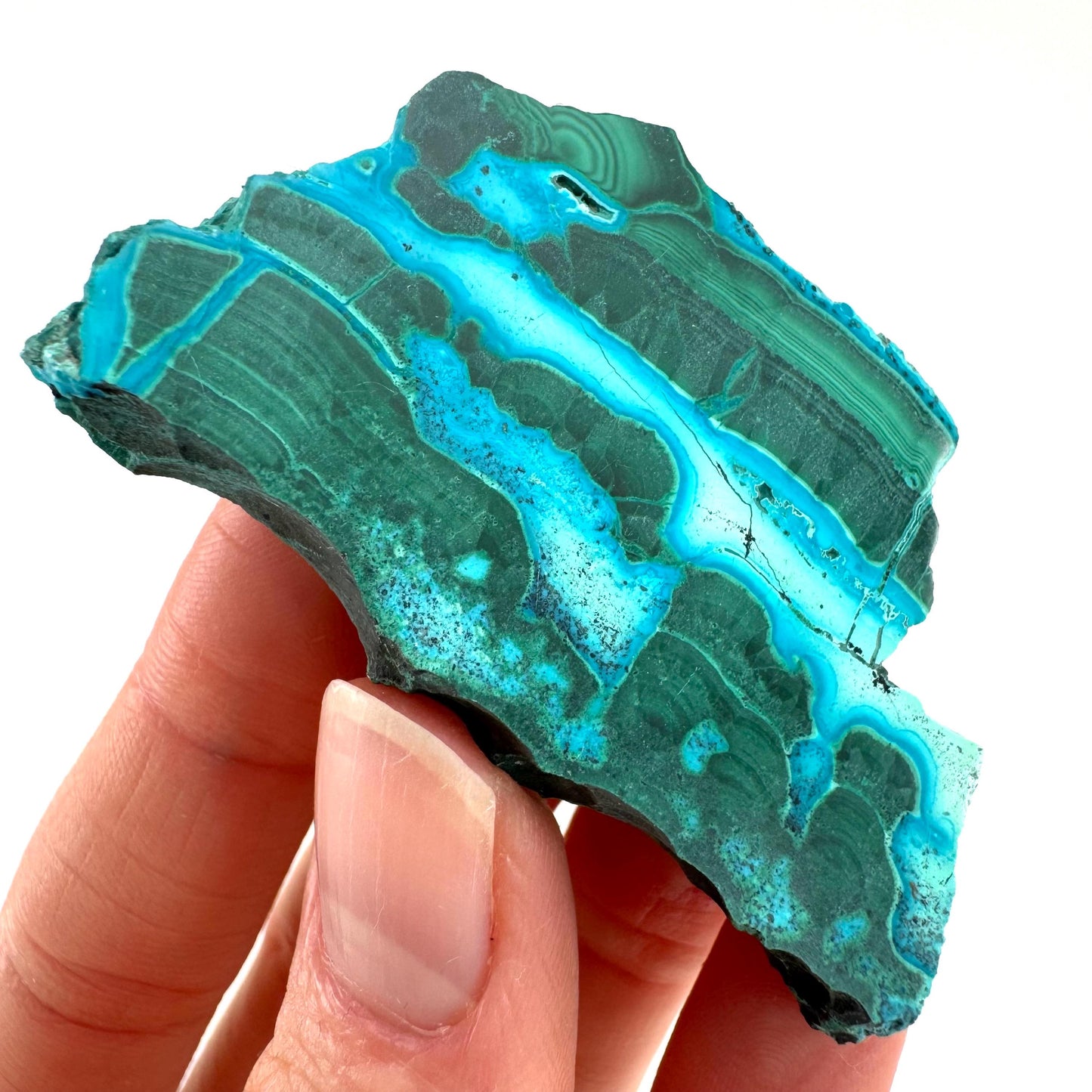 Malachite & Chrysocolla Slice (Congo), natural malachite, malachite slice, malachite slab, malacolla slice, polished malachite