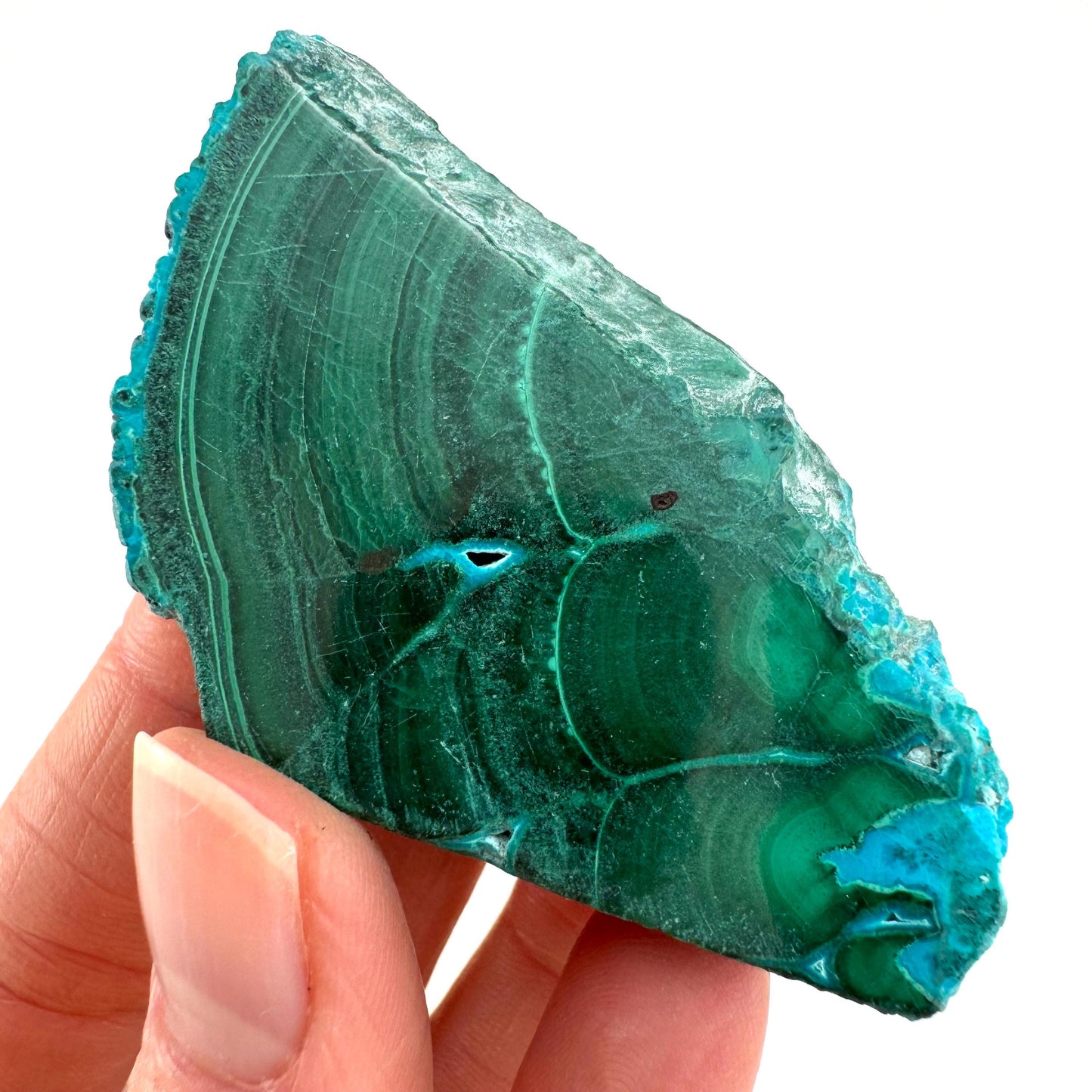 Malachite & Chrysocolla Slice (Congo), natural malachite, malachite slice, malachite slab, malacolla slice, polished malachite