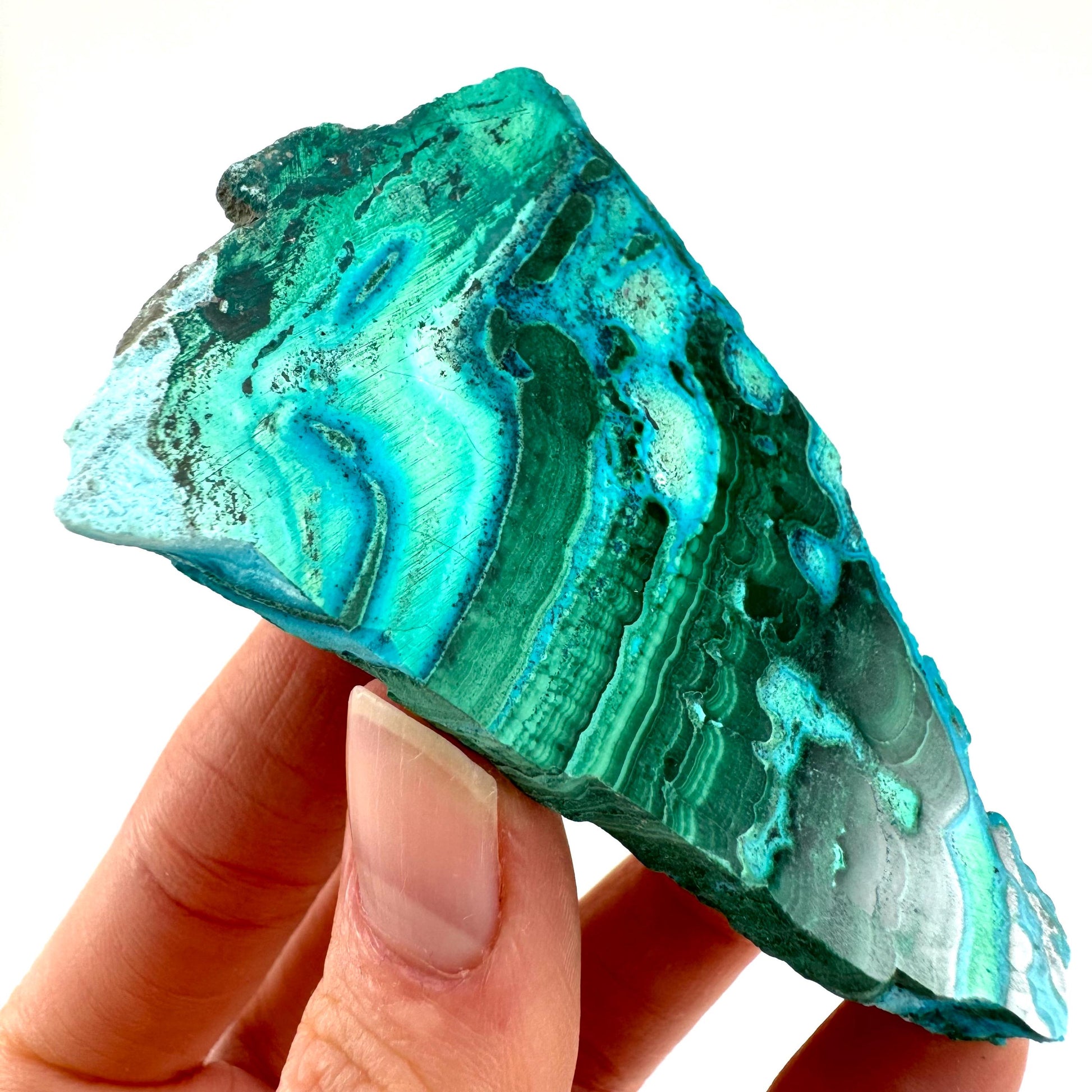 Malachite & Chrysocolla Slice (Congo), natural malachite, malachite slice, malachite slab, malacolla slice, polished malachite