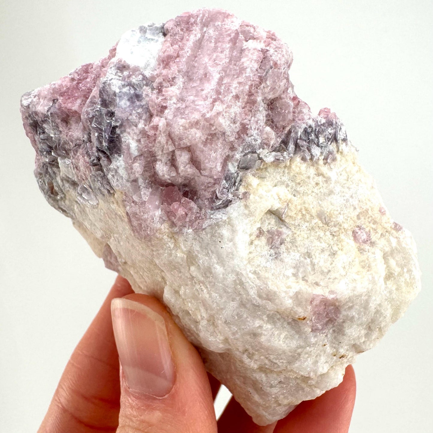 Pink Tourmaline with Lepidolite in Quartz (Namibia), raw tourmaline, rubellite, pink tourmaline, raw lepidolite