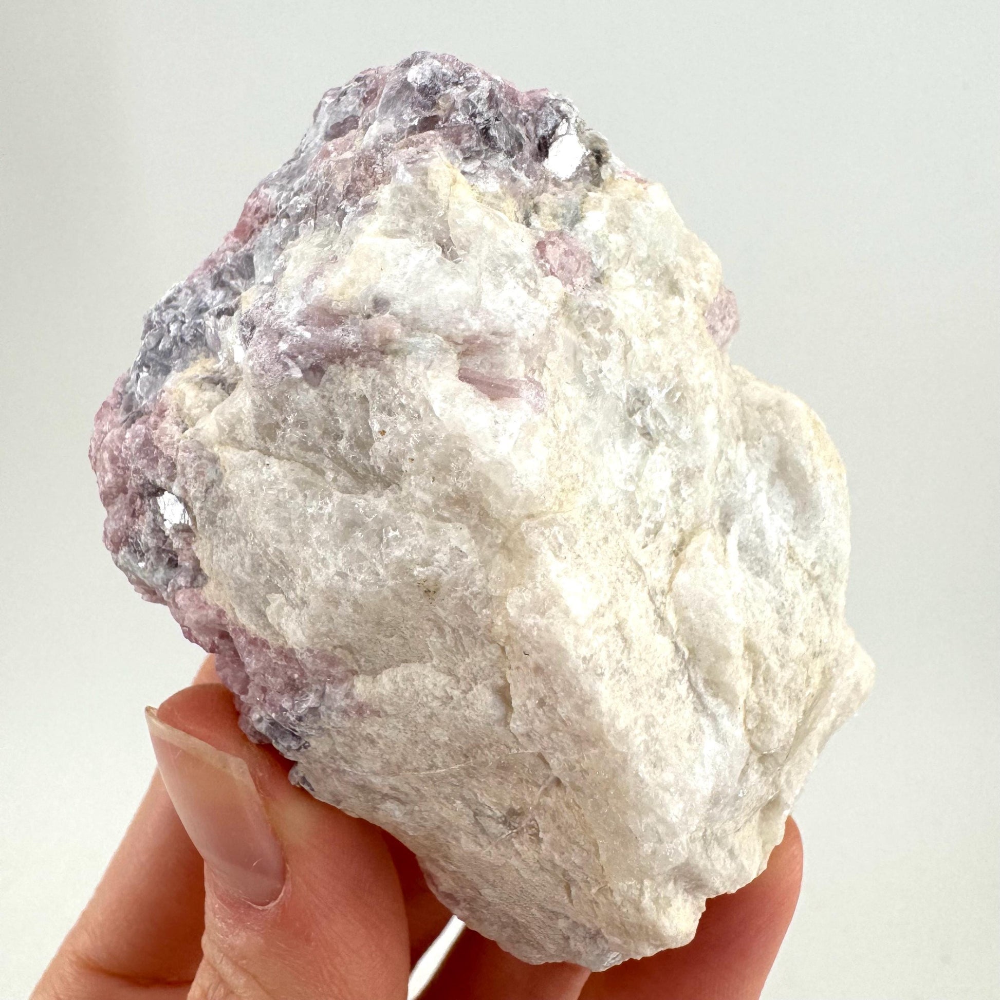 Pink Tourmaline with Lepidolite in Quartz (Namibia), raw tourmaline, rubellite, pink tourmaline, raw lepidolite
