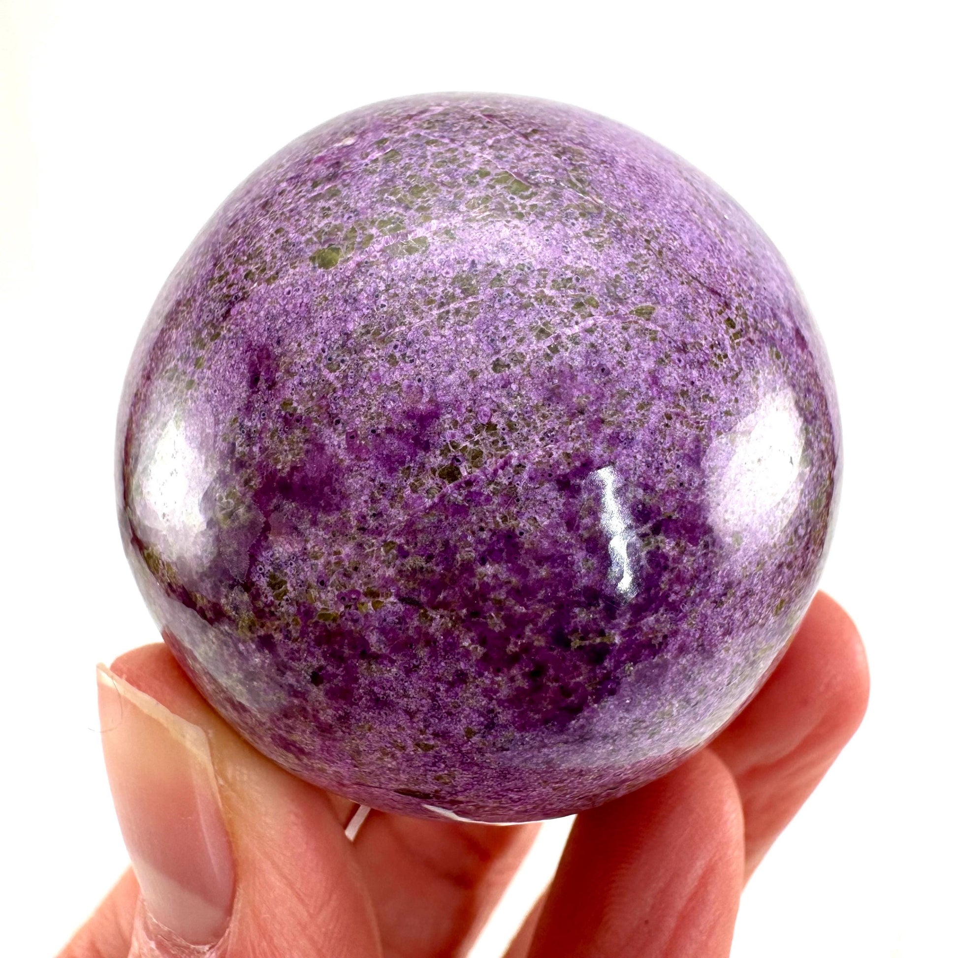 Stichtite Sphere, purple stichtite, polished Stichtite, mineral specimen, stichtite with serpentine, atlantisite