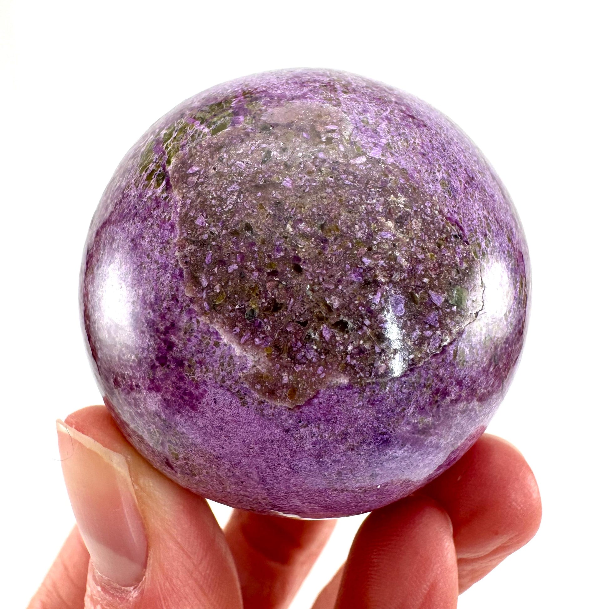 Stichtite Sphere, purple stichtite, polished Stichtite, mineral specimen, stichtite with serpentine, atlantisite