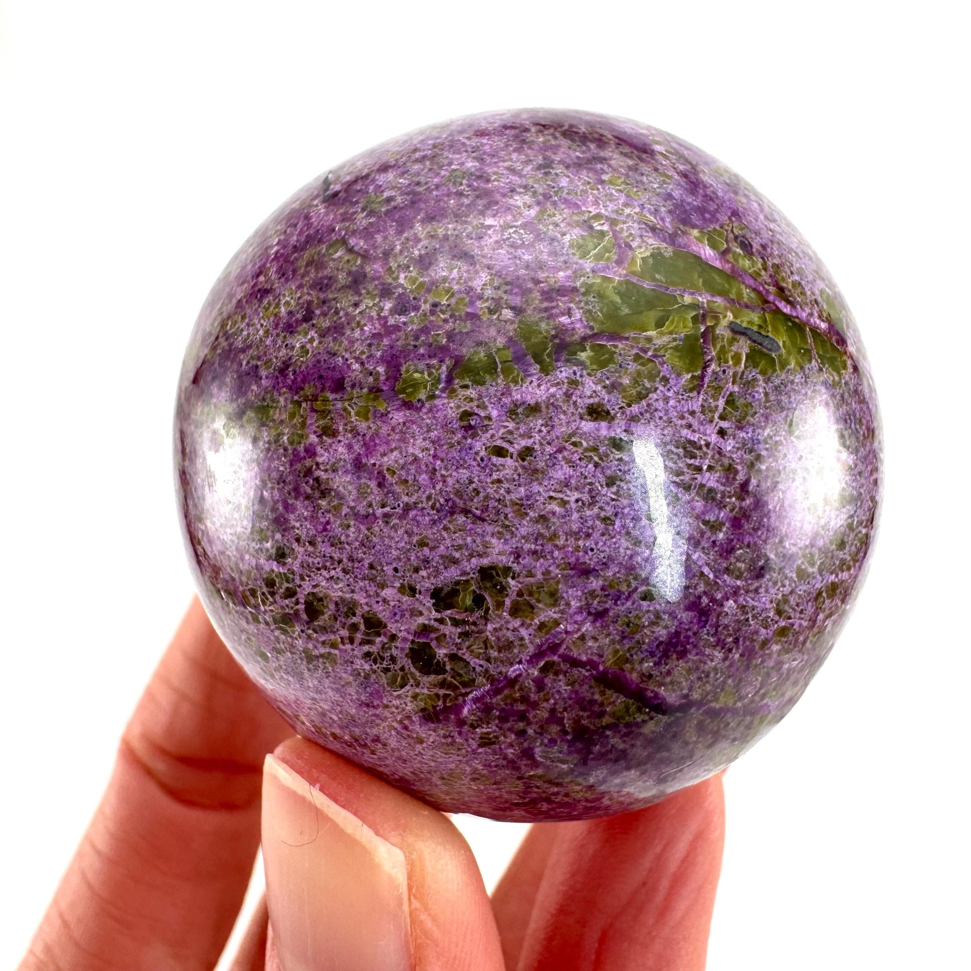 Stichtite Sphere, purple stichtite, polished Stichtite, mineral specimen, stichtite with serpentine, atlantisite