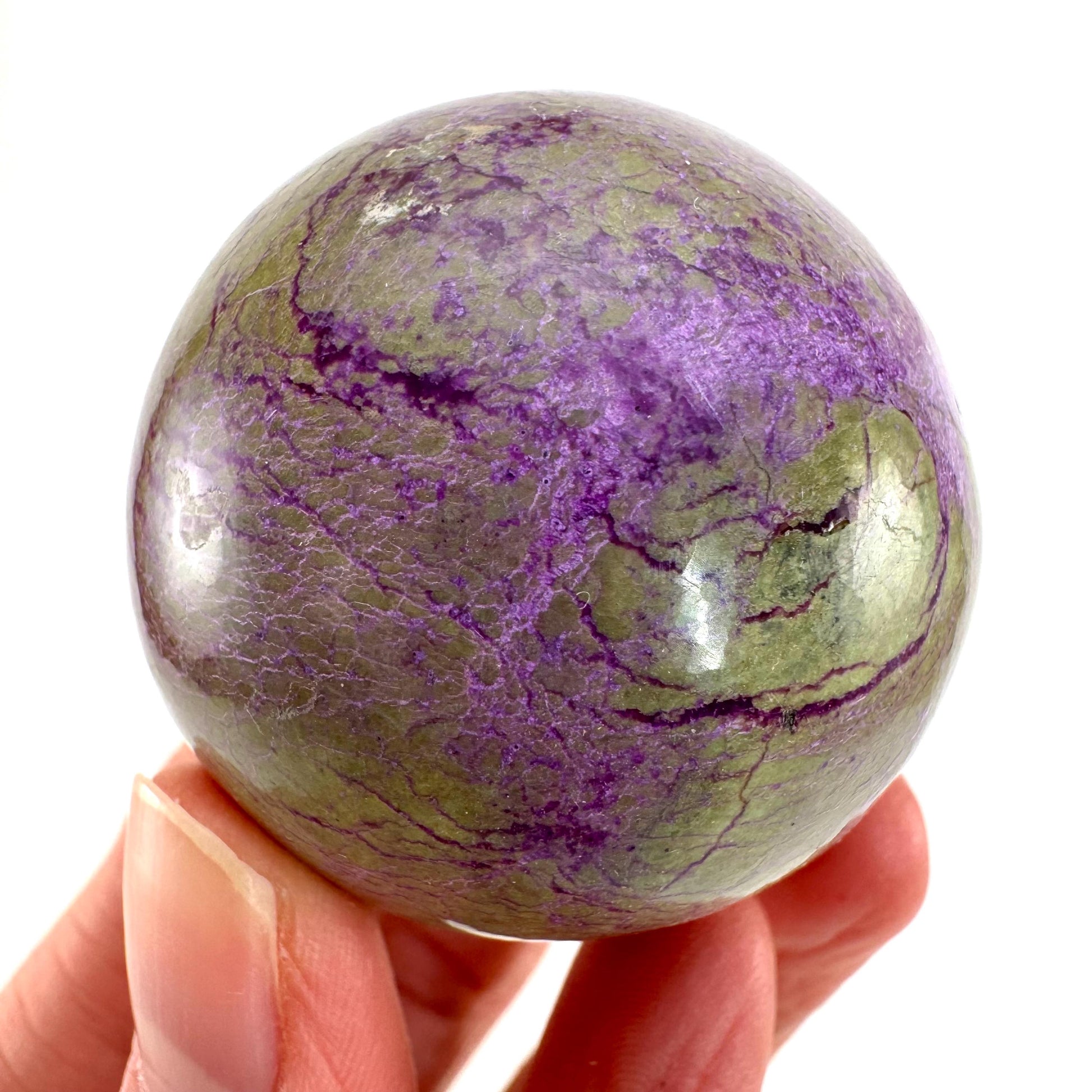Stichtite Sphere, purple stichtite, polished Stichtite, mineral specimen, stichtite with serpentine, atlantisite