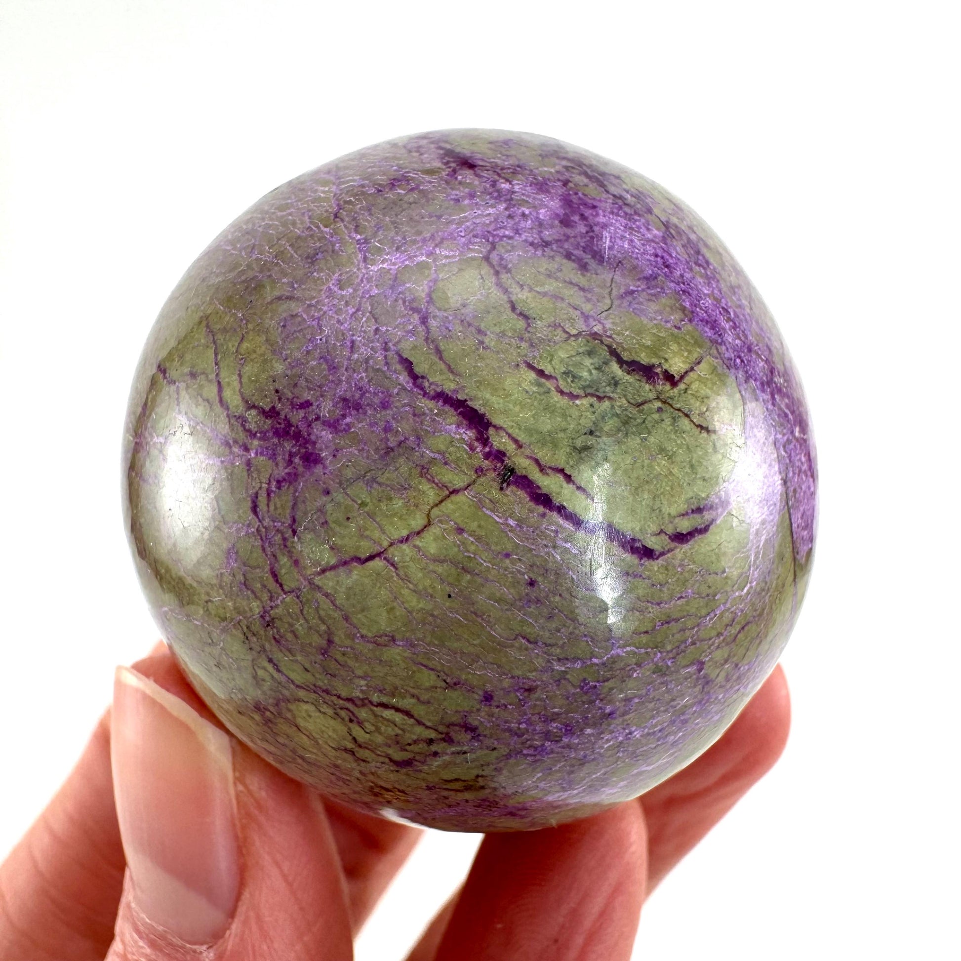 Stichtite Sphere, purple stichtite, polished Stichtite, mineral specimen, stichtite with serpentine, atlantisite