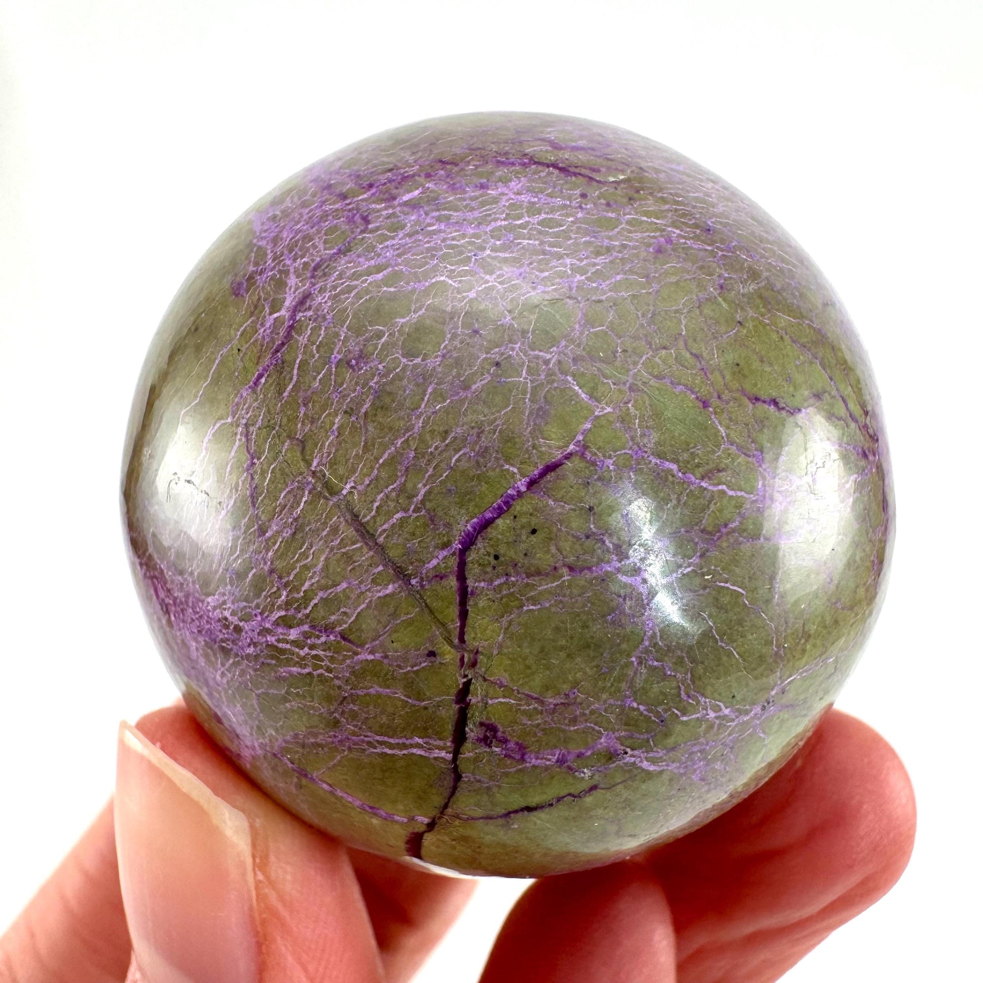 Stichtite Sphere, purple stichtite, polished Stichtite, mineral specimen, stichtite with serpentine, atlantisite
