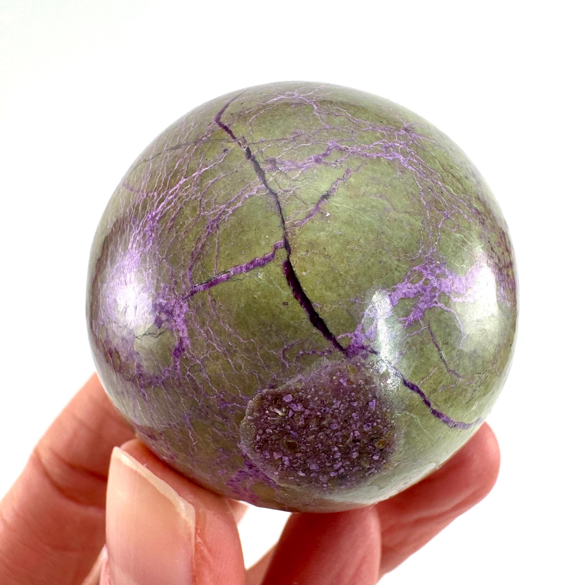 Stichtite Sphere, purple stichtite, polished Stichtite, mineral specimen, stichtite with serpentine, atlantisite