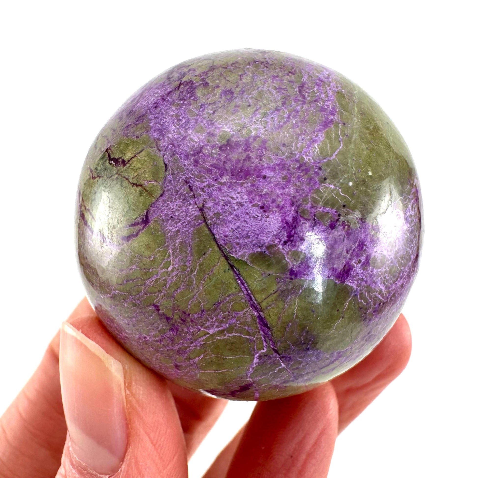 Stichtite Sphere, purple stichtite, polished Stichtite, mineral specimen, stichtite with serpentine, atlantisite