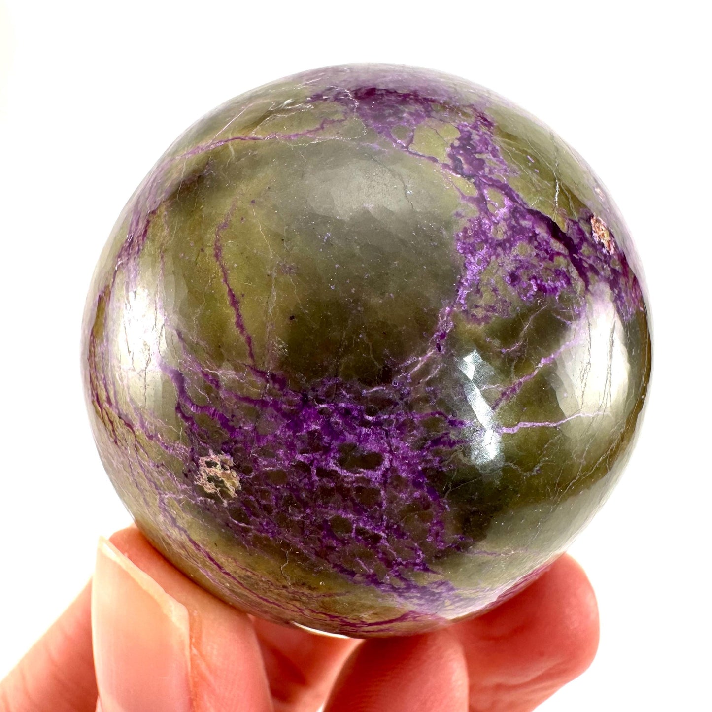 Stichtite Sphere, purple stichtite, polished Stichtite, mineral specimen, stichtite with serpentine, atlantisite