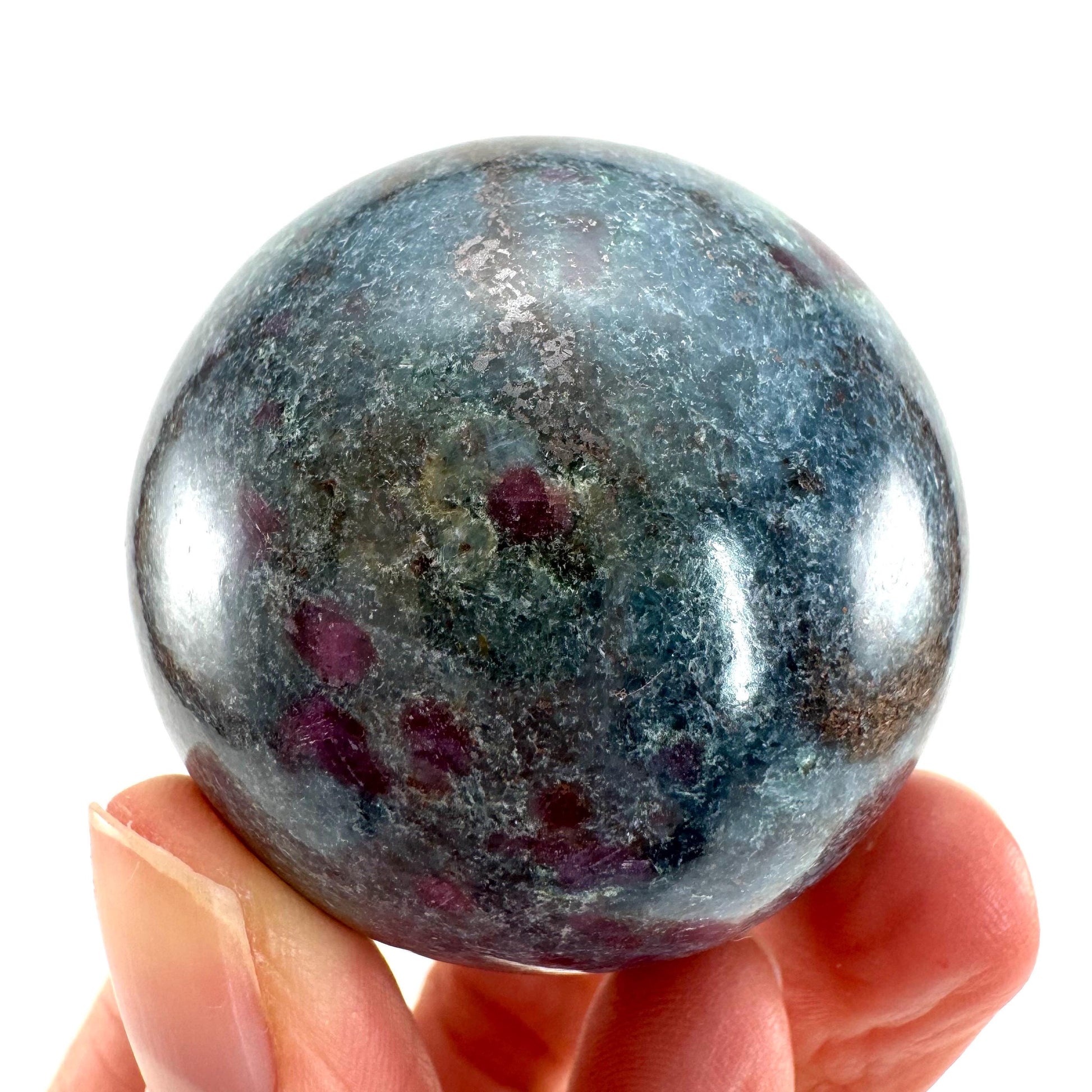 Ruby in Kyanite Sphere (UV Reactive) | Ruby Kyanite crystal ball, polished Kyanite, crystal ball, crystal sphere