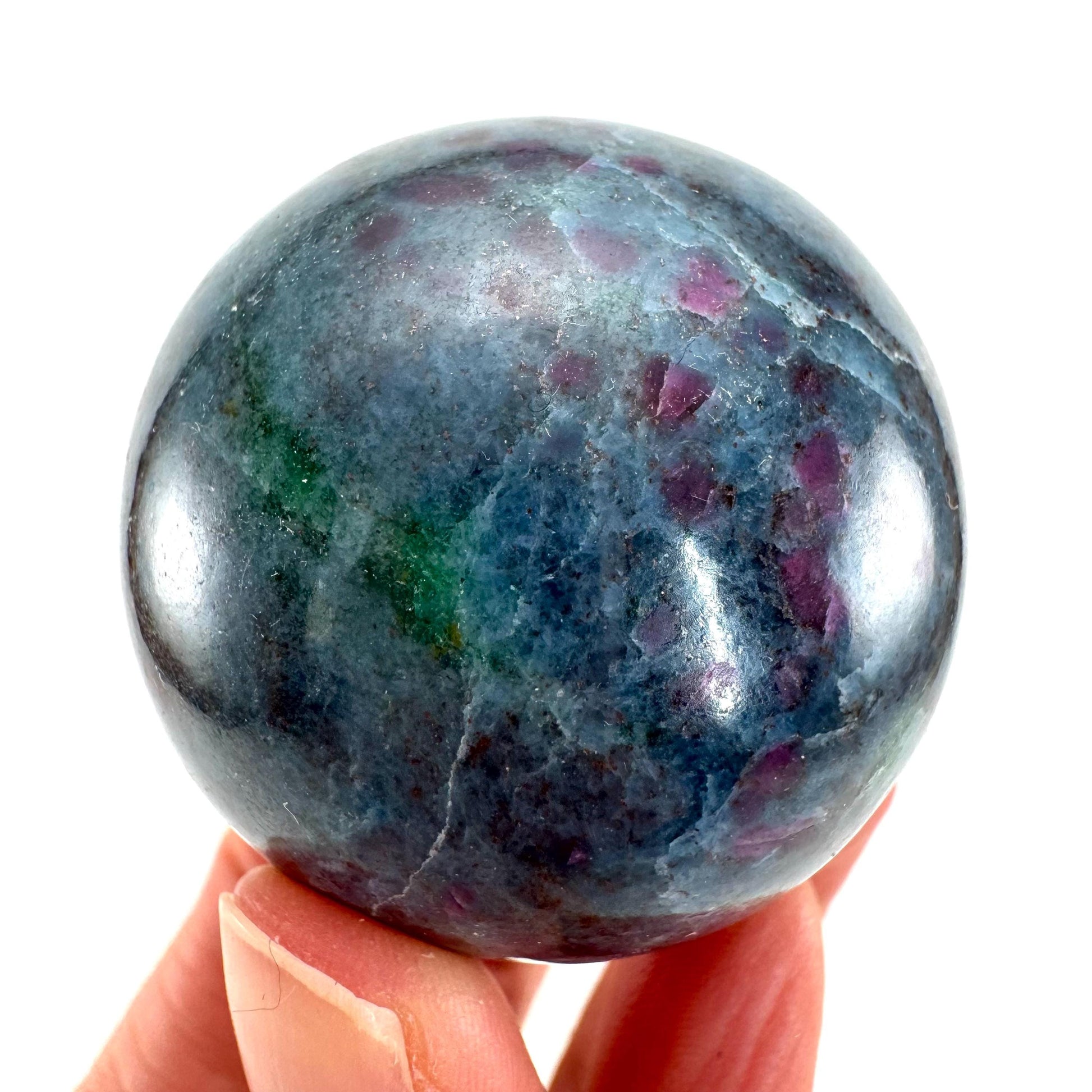 Ruby in Kyanite Sphere (UV Reactive) | Ruby Kyanite crystal ball, polished Kyanite, crystal ball, crystal sphere
