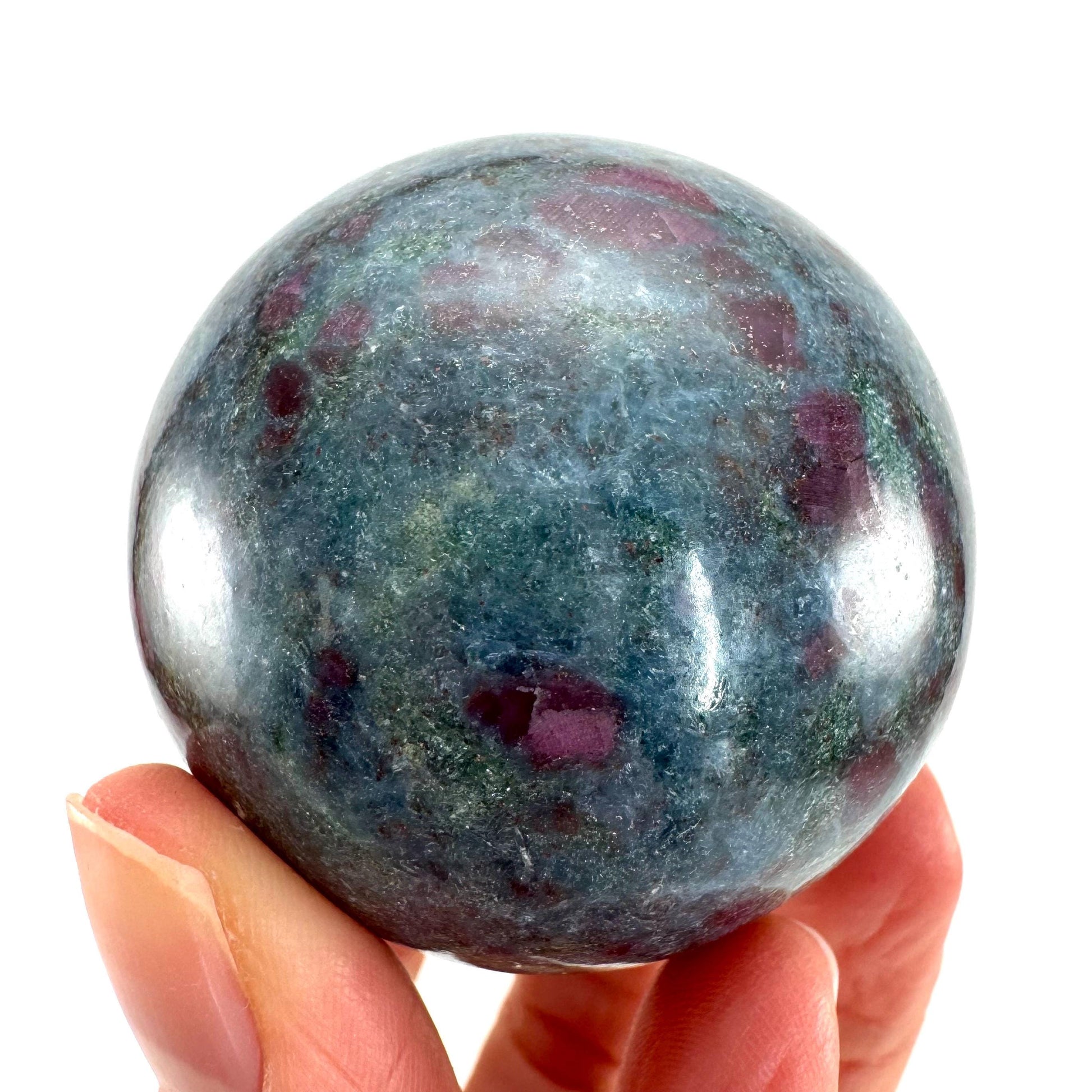 Ruby in Kyanite Sphere (UV Reactive) | Ruby Kyanite crystal ball, polished Kyanite, crystal ball, crystal sphere