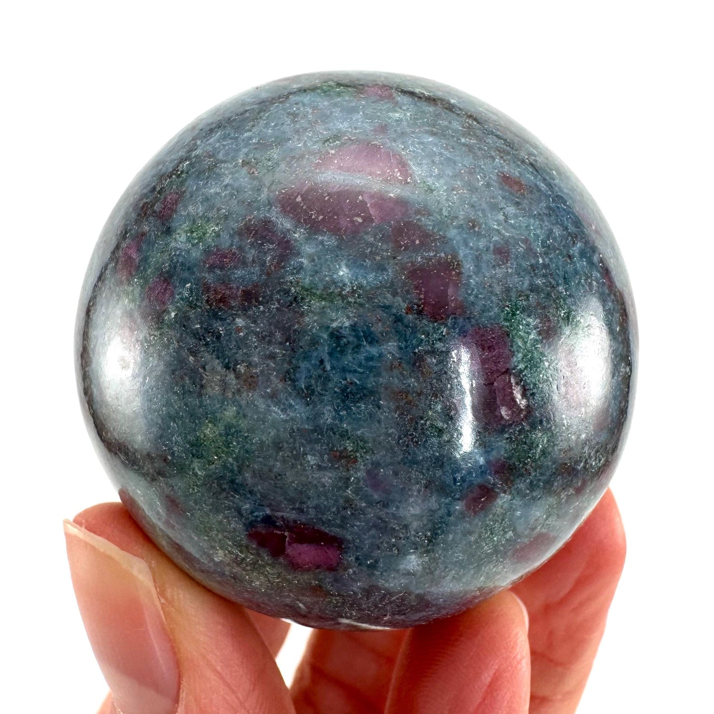 Ruby in Kyanite Sphere (UV Reactive) | Ruby Kyanite crystal ball, polished Kyanite, crystal ball, crystal sphere