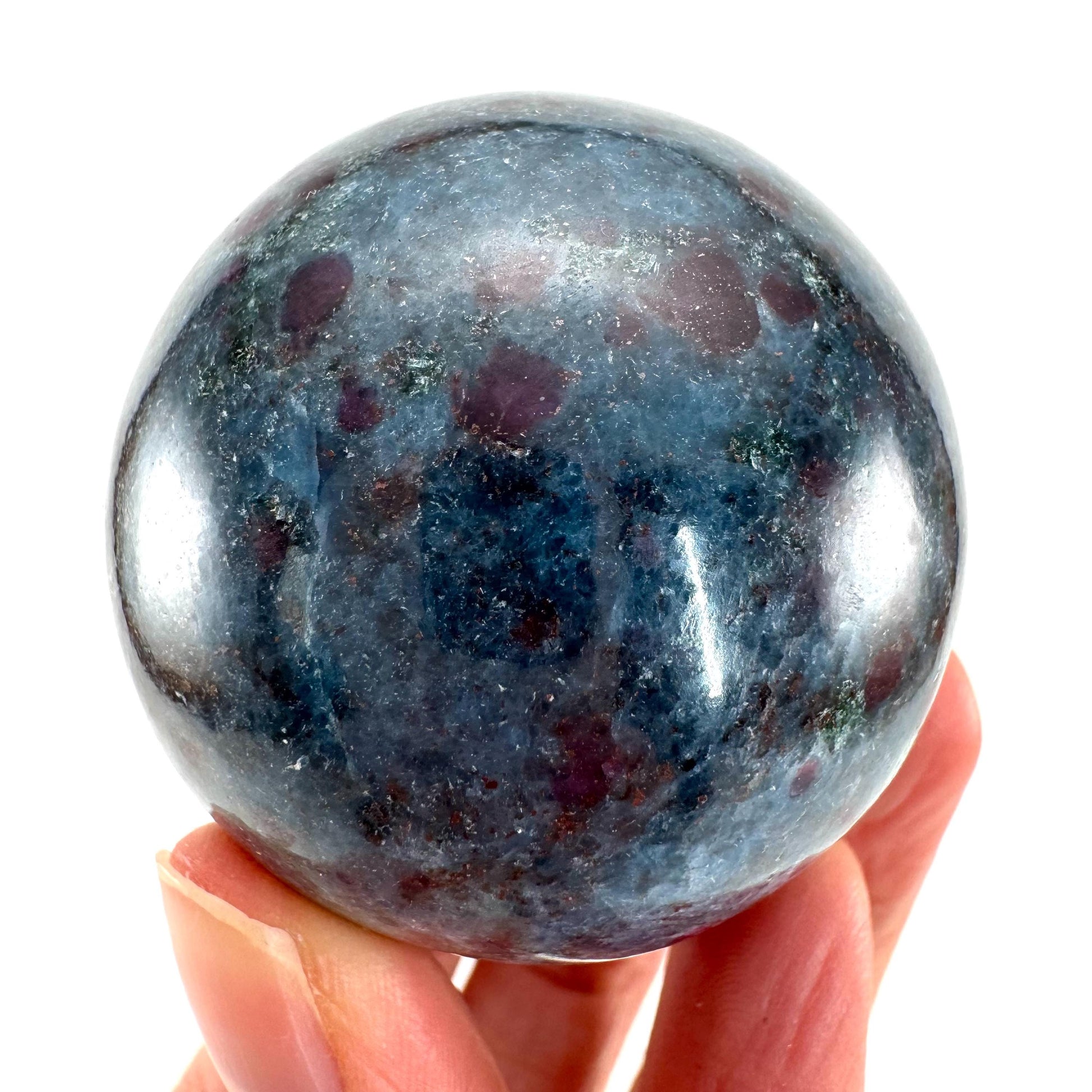 Ruby in Kyanite Sphere (UV Reactive) | Ruby Kyanite crystal ball, polished Kyanite, crystal ball, crystal sphere