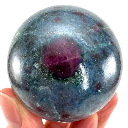 Ruby in Kyanite Sphere (UV Reactive) | Ruby Kyanite crystal ball, polished Kyanite, crystal ball, crystal sphere