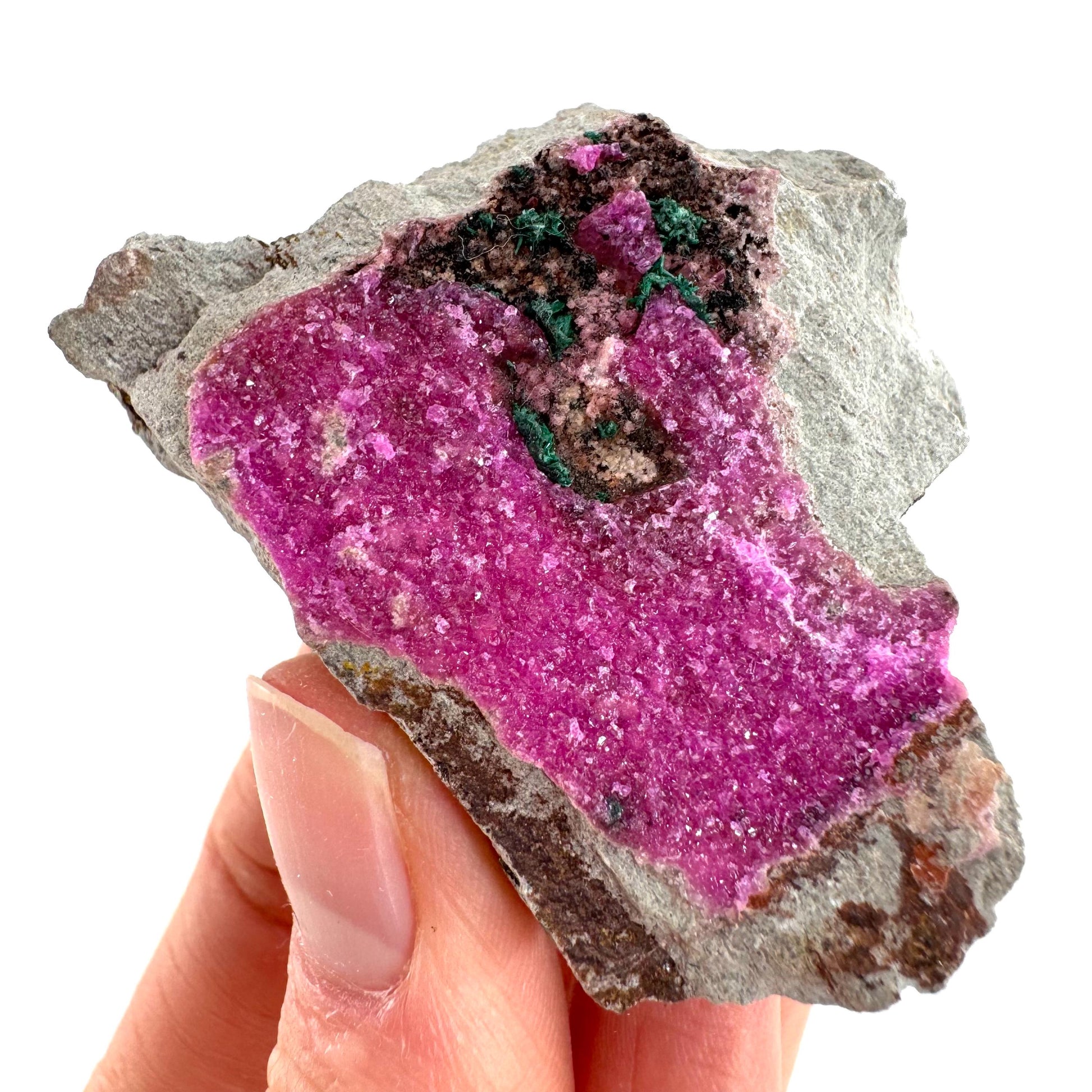 Sparkly Cobalto Calcite & Malachite Specimen (Congo), cobalto calcite, cobaltoan calcite, salrose