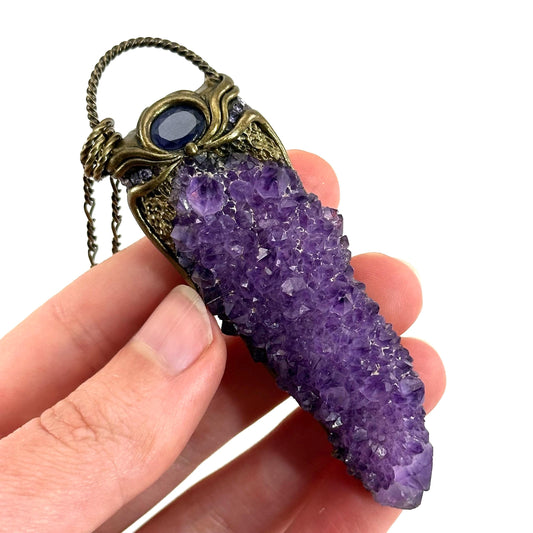 Amethyst & Iolite Necklace, crystal pendant, gemstone necklace