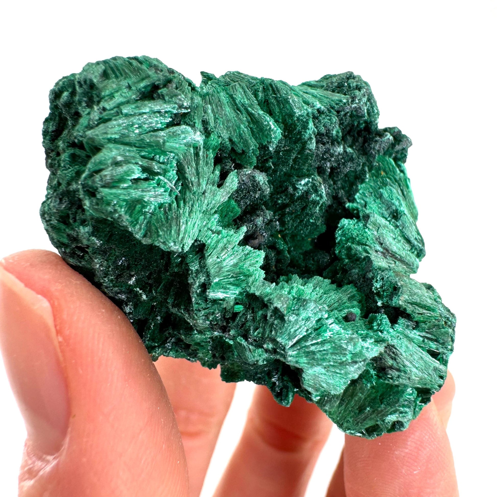 Fibrous Velvet Malachite Specimen (Congo), natural malachite, velvet malachite, malachite crystal