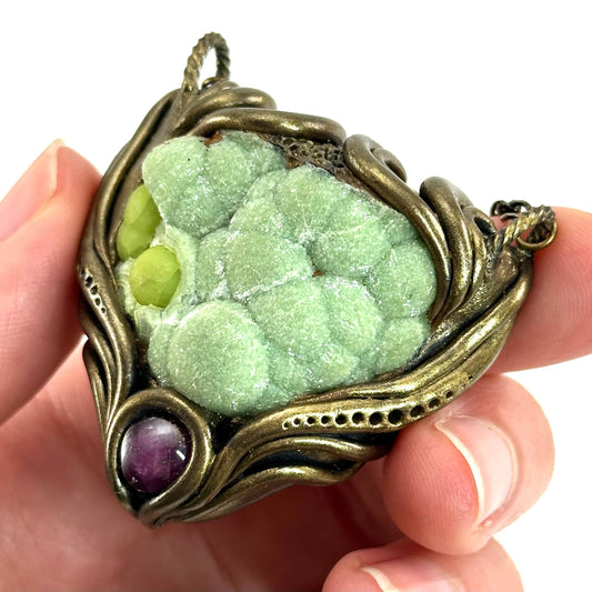 Wavellite & Star Ruby Necklace, crystal pendant, gemstone necklace