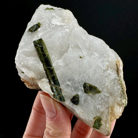 Green Tourmaline in Quartz (Namibia) | raw tourmaline, green tourmaline