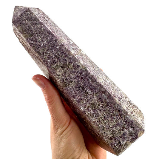 XL Polished lepidolite point, lepidolite wand, lepidolite crystal, crystal point