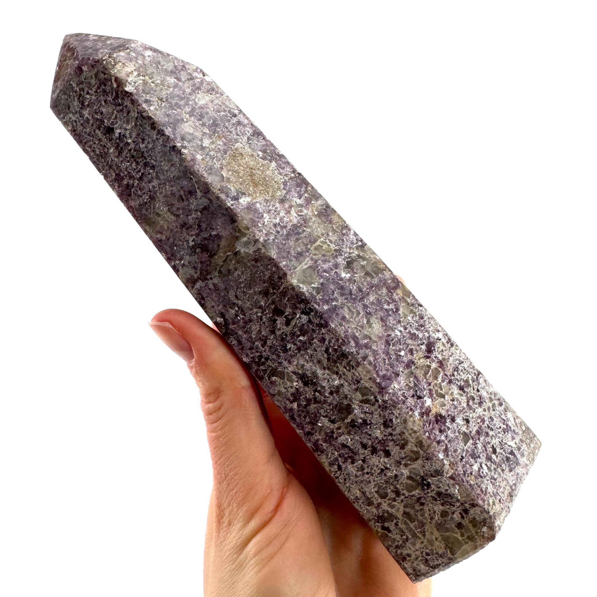 XL Polished lepidolite point, lepidolite wand, lepidolite crystal, crystal point