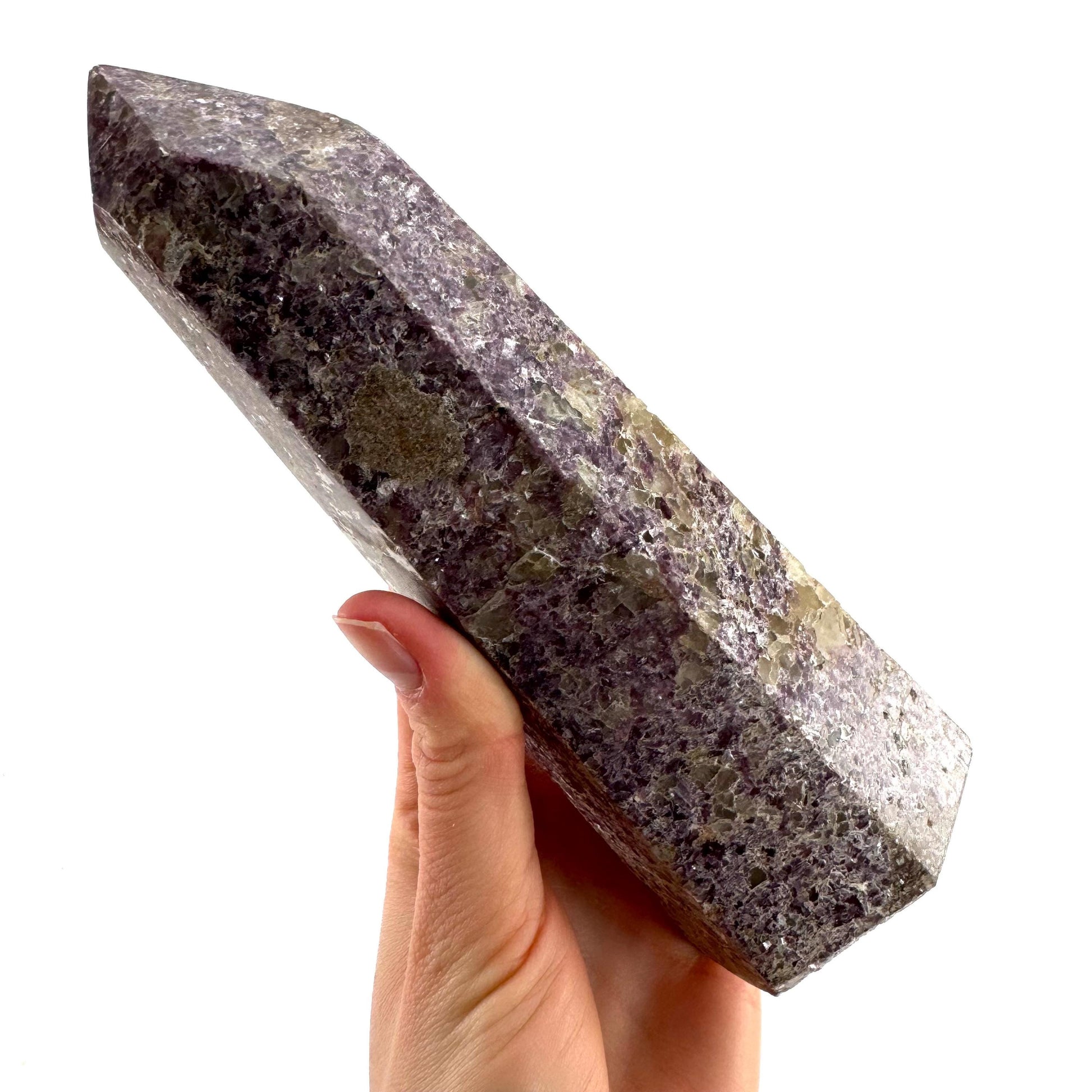 XL Polished lepidolite point, lepidolite wand, lepidolite crystal, crystal point