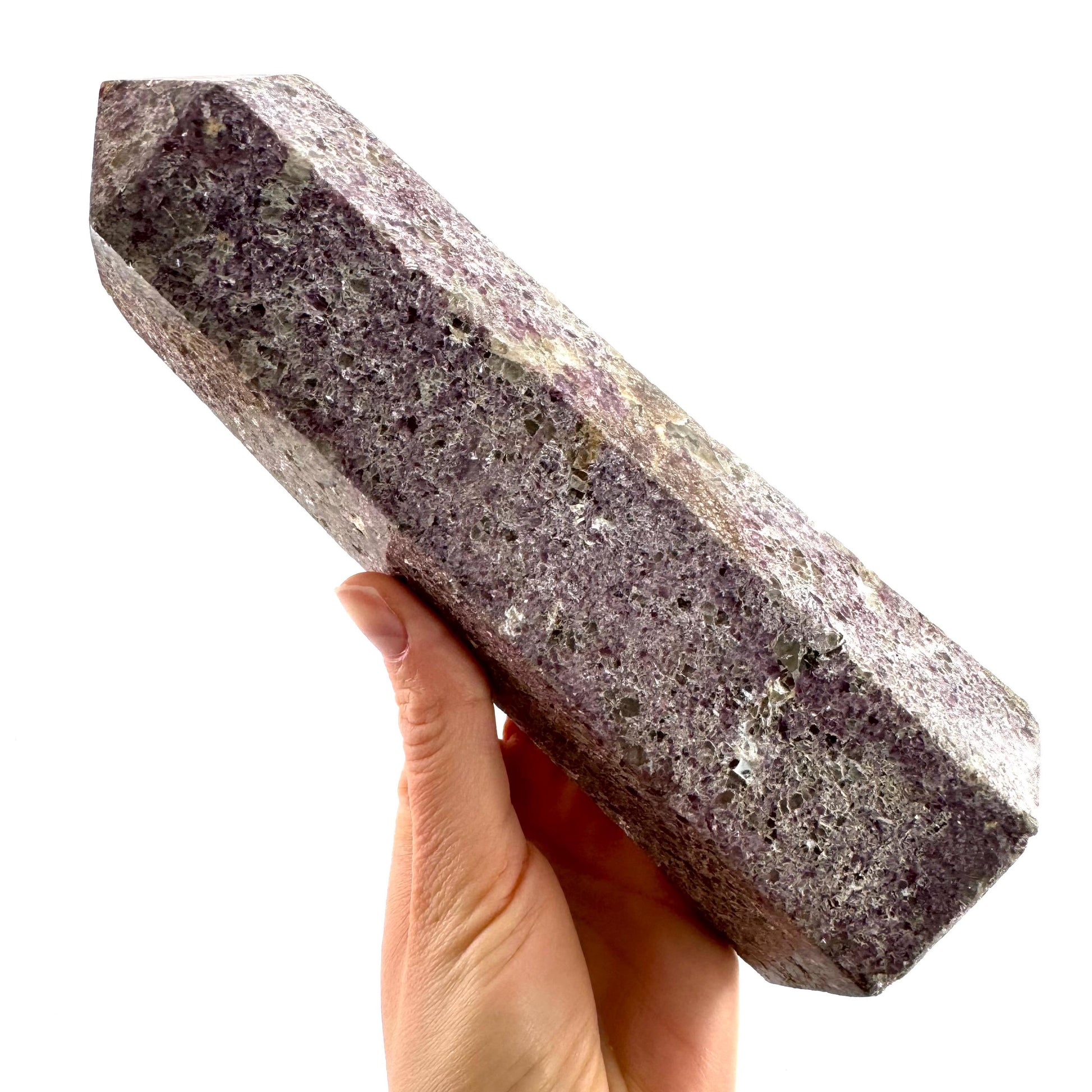 XL Polished lepidolite point, lepidolite wand, lepidolite crystal, crystal point
