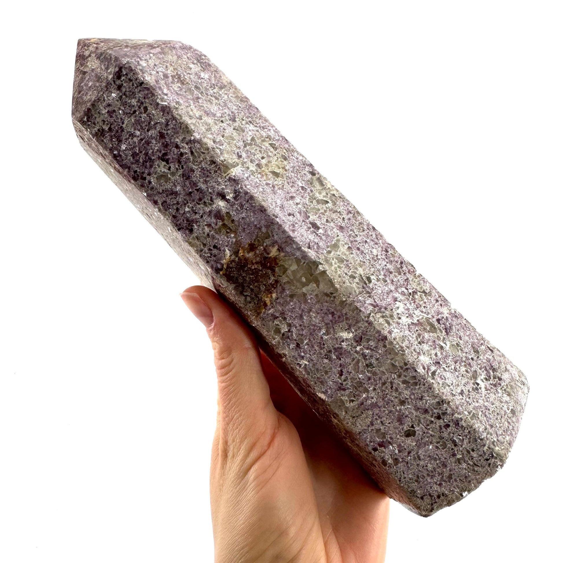 XL Polished lepidolite point, lepidolite wand, lepidolite crystal, crystal point
