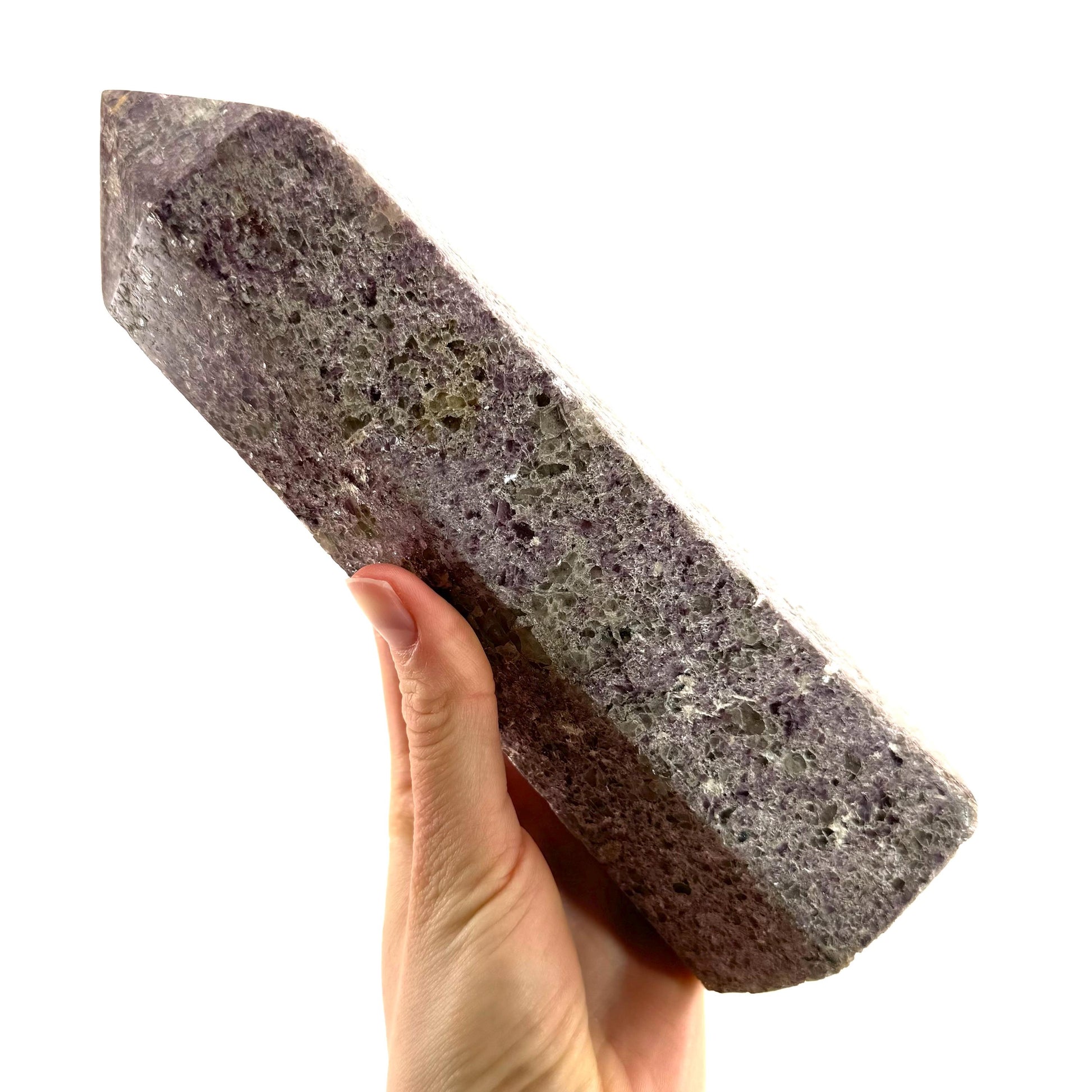 XL Polished lepidolite point, lepidolite wand, lepidolite crystal, crystal point