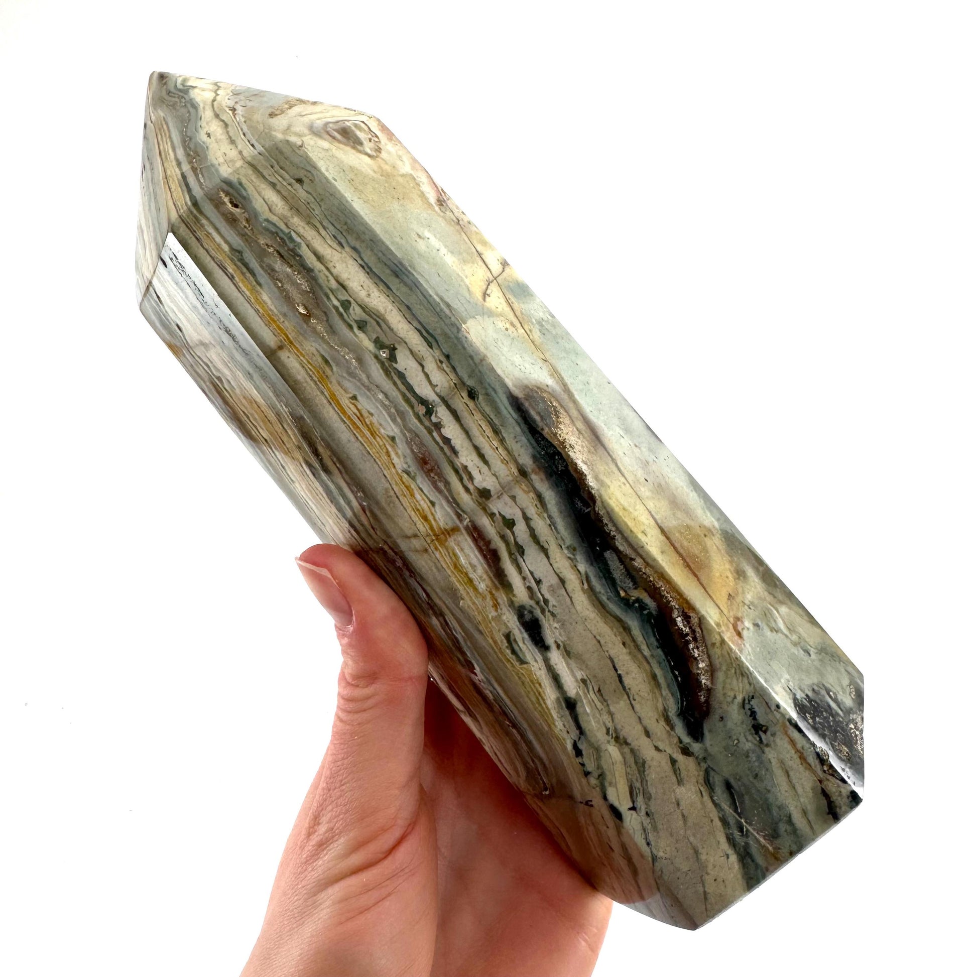 Ocean Jasper Point, orbicular jasper point, crystal point, ocean jasper crystal, orbicular jasper