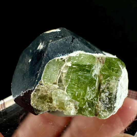 Naturally terminated peridot w/ Magnetite (Pakistan) | raw peridot, natural peridot, peridot crystal, peridot point