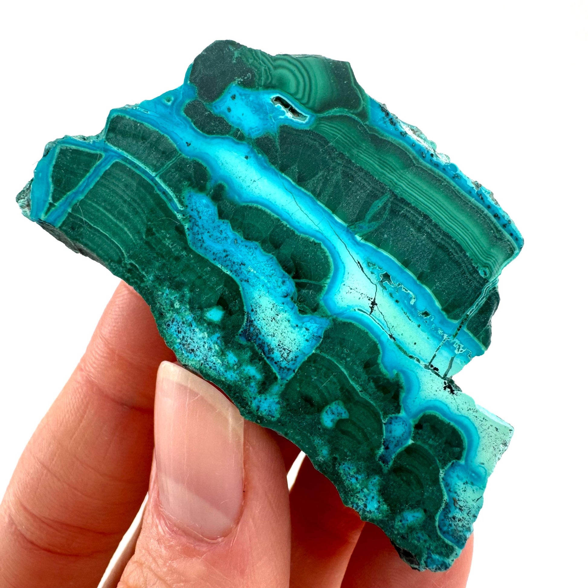Malachite & Chrysocolla Slice (Congo), natural malachite, malachite slice, malachite slab, malacolla slice, polished malachite