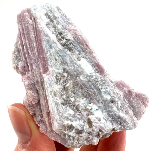 Pink Tourmaline with Lepidolite in Quartz (Namibia), raw tourmaline, rubellite, pink tourmaline, raw lepidolite