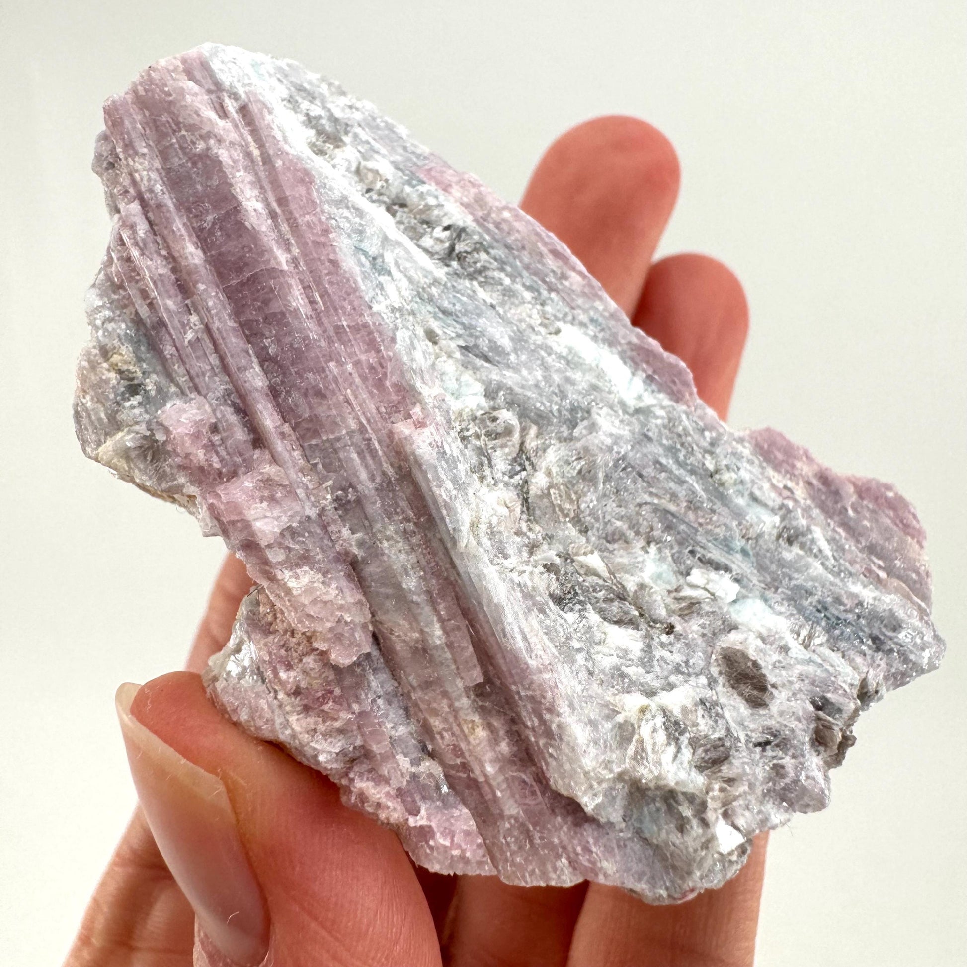 Pink Tourmaline with Lepidolite in Quartz (Namibia), raw tourmaline, rubellite, pink tourmaline, raw lepidolite