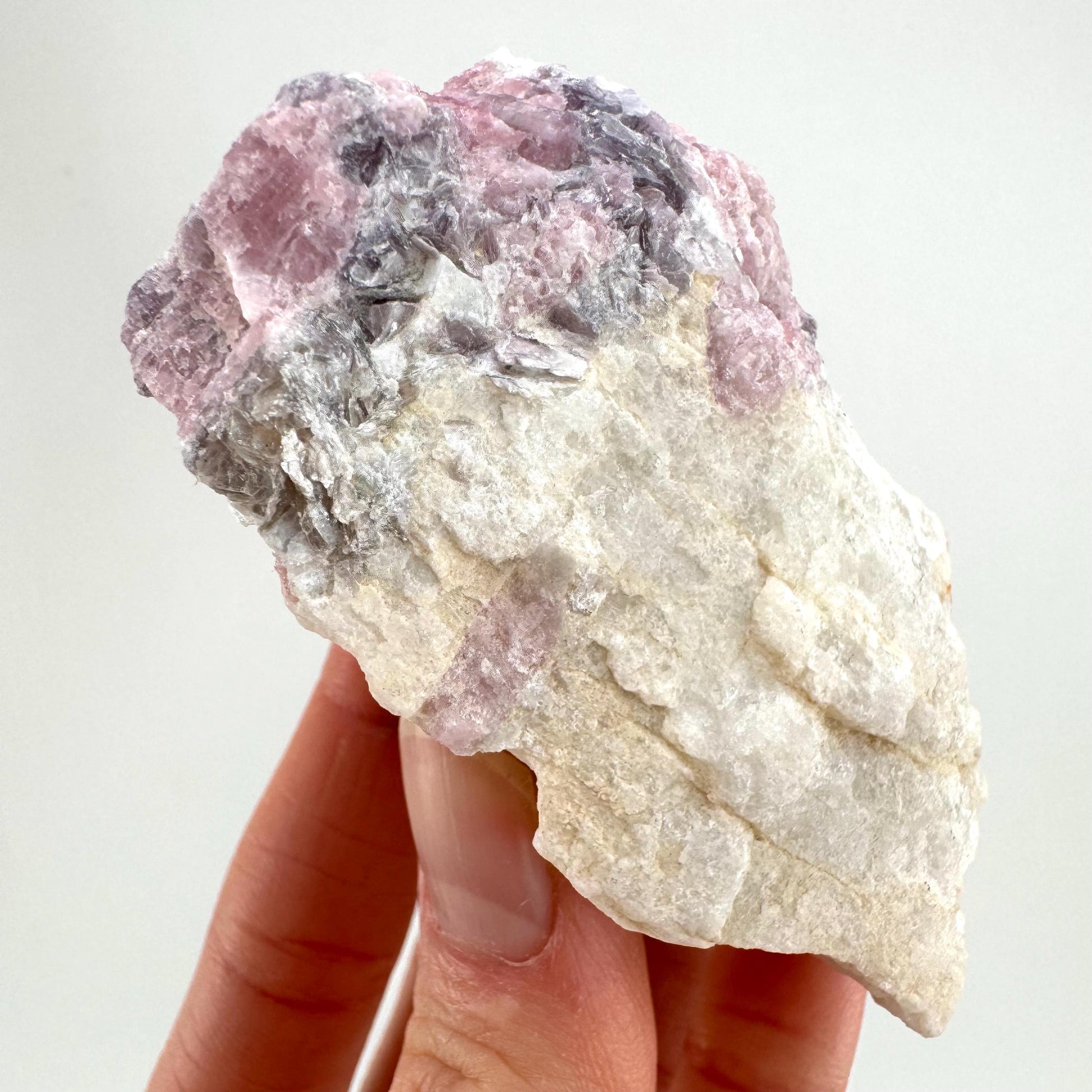 Pink Tourmaline with Lepidolite in Quartz (Namibia), raw tourmaline, rubellite, pink tourmaline, raw lepidolite