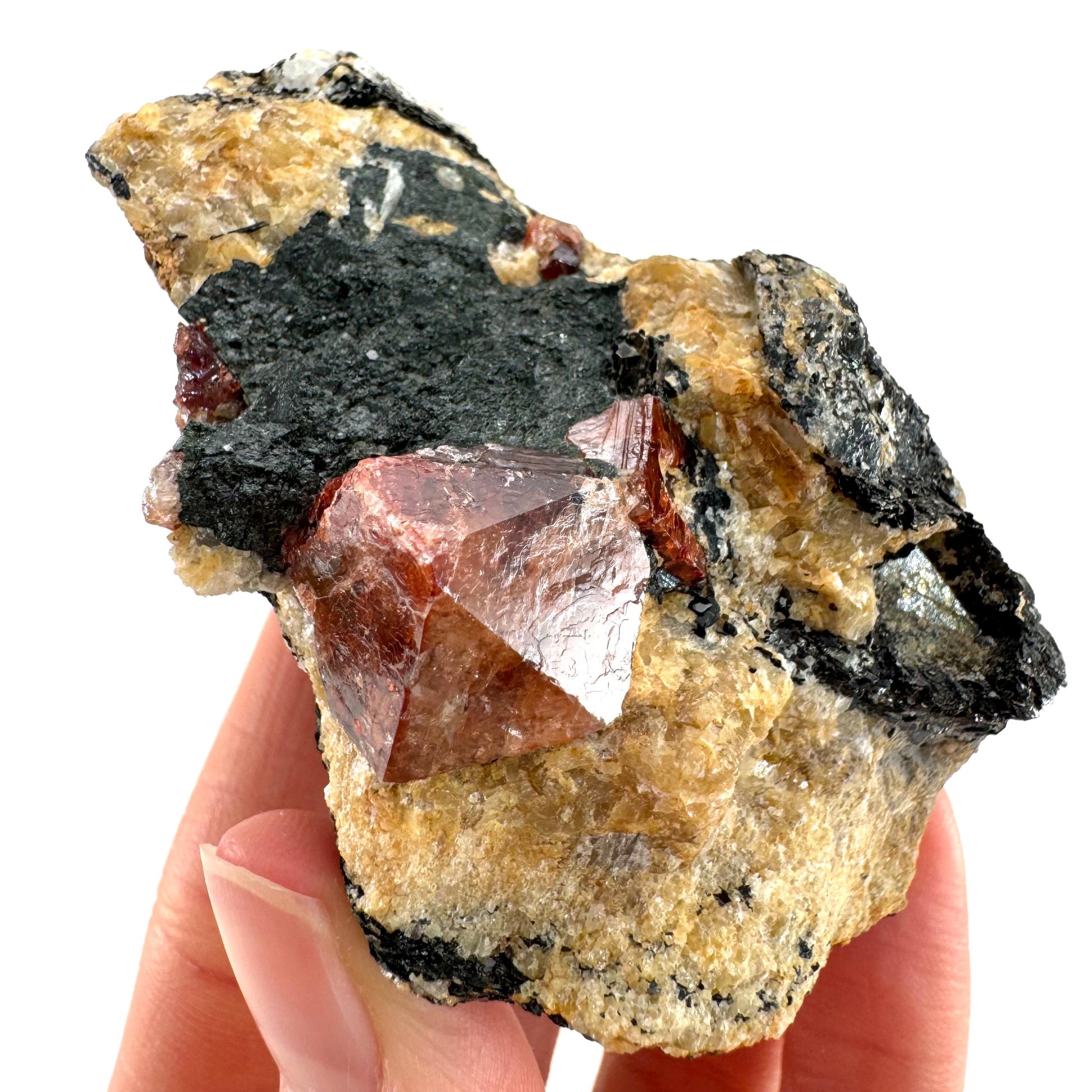 Red Zircon on Matrix (Pakistan) | natural red zircon, raw zircon, zircon crystal, mineral specimen