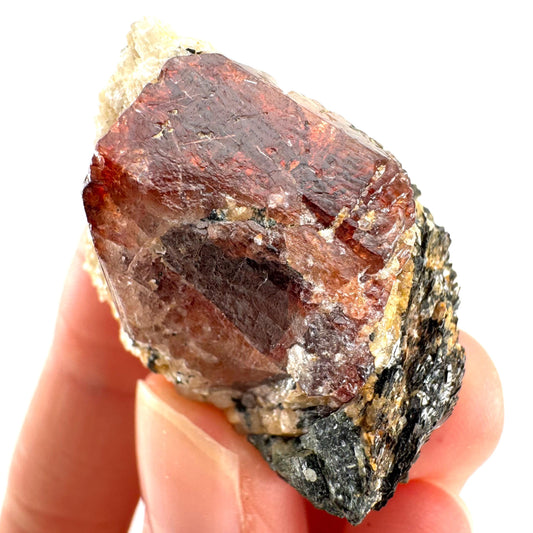 Red Zircon on Matrix (Pakistan) | natural red zircon, raw zircon, zircon crystal, mineral specimen