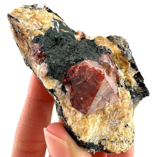 Red Zircon on Matrix (Pakistan) | natural red zircon, raw zircon, zircon crystal, mineral specimen