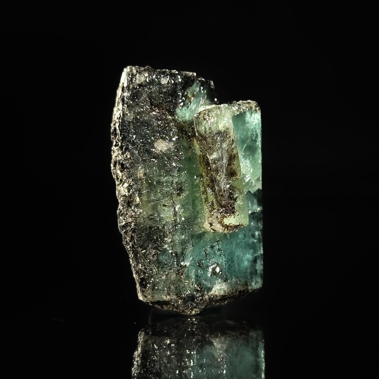Beryl var. Emerald w/ Mica (Pakistan) | natural emerald crystal, mineral specimen