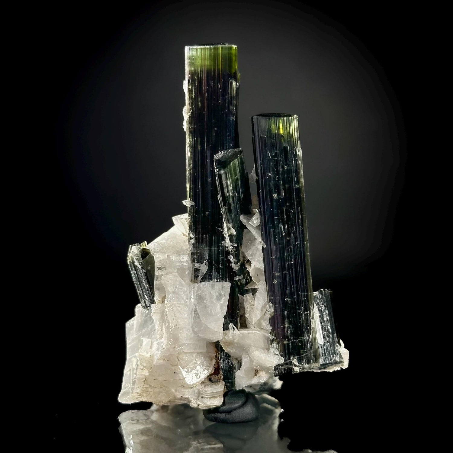 Green Cap Tourmaline w/ Albite (Pakistan) | green elbaite tourmaline crystal, rare mineral specimen