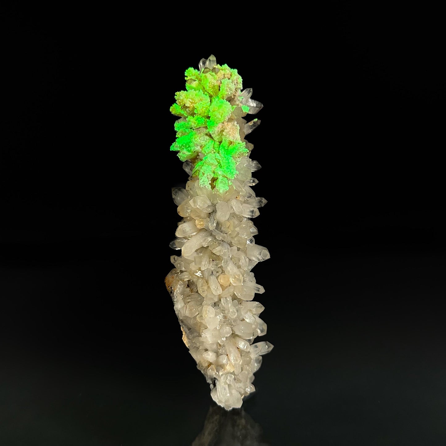 Hyalite Opal & Lattice Quartz on Feldspar (Namibia), UV reactive hyalite opal, rare mineral specimen