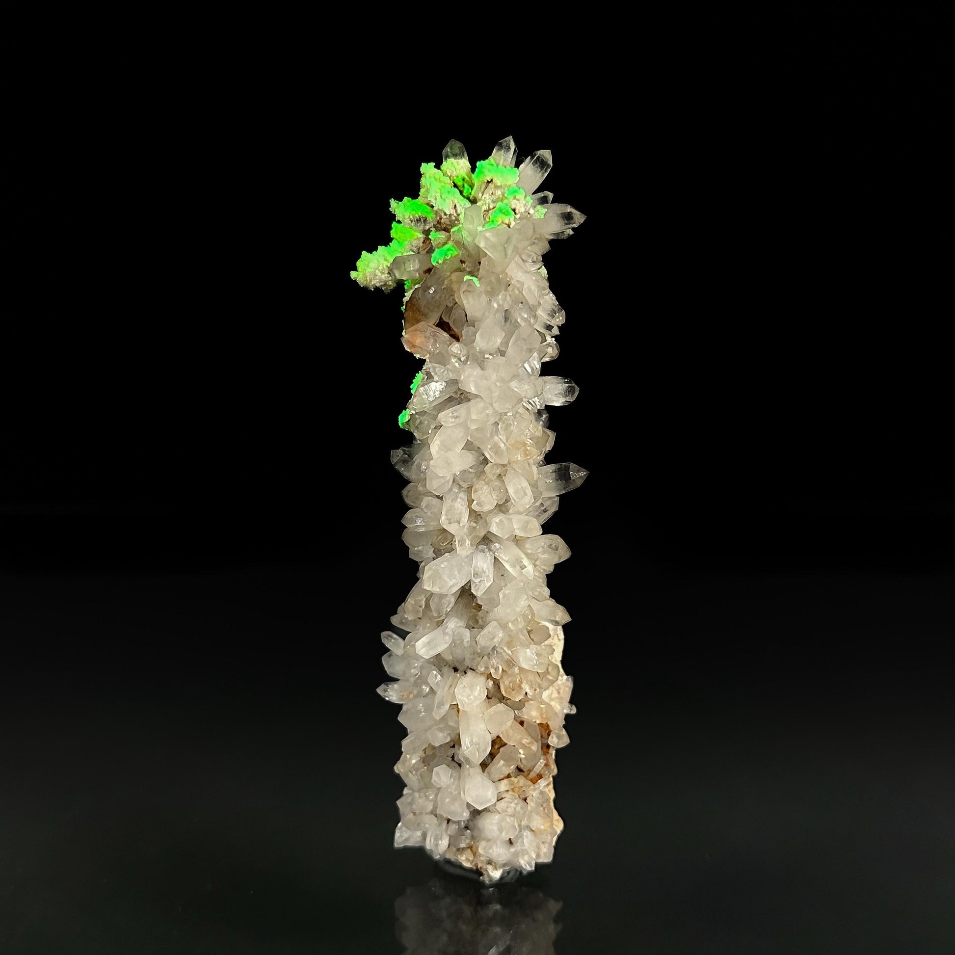 Hyalite Opal & Lattice Quartz on Feldspar (Namibia), UV reactive hyalite opal, rare mineral specimen