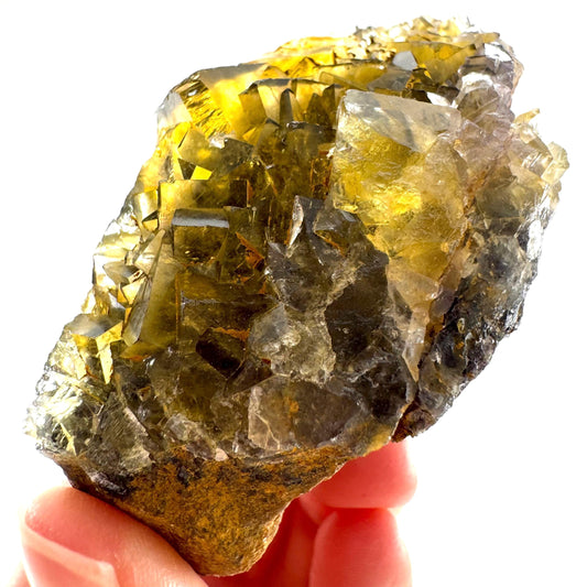 Okorusu Fluorite (Namibia) | “Honey Pocket” fluorite cluster, yellow fluorite crystal, mineral specimen