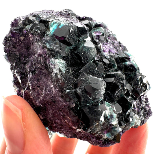 Okorusu Fluorite (Namibia) | “Midnight Pocket” fluorite crystal, purple & green fluorite, mineral specimen