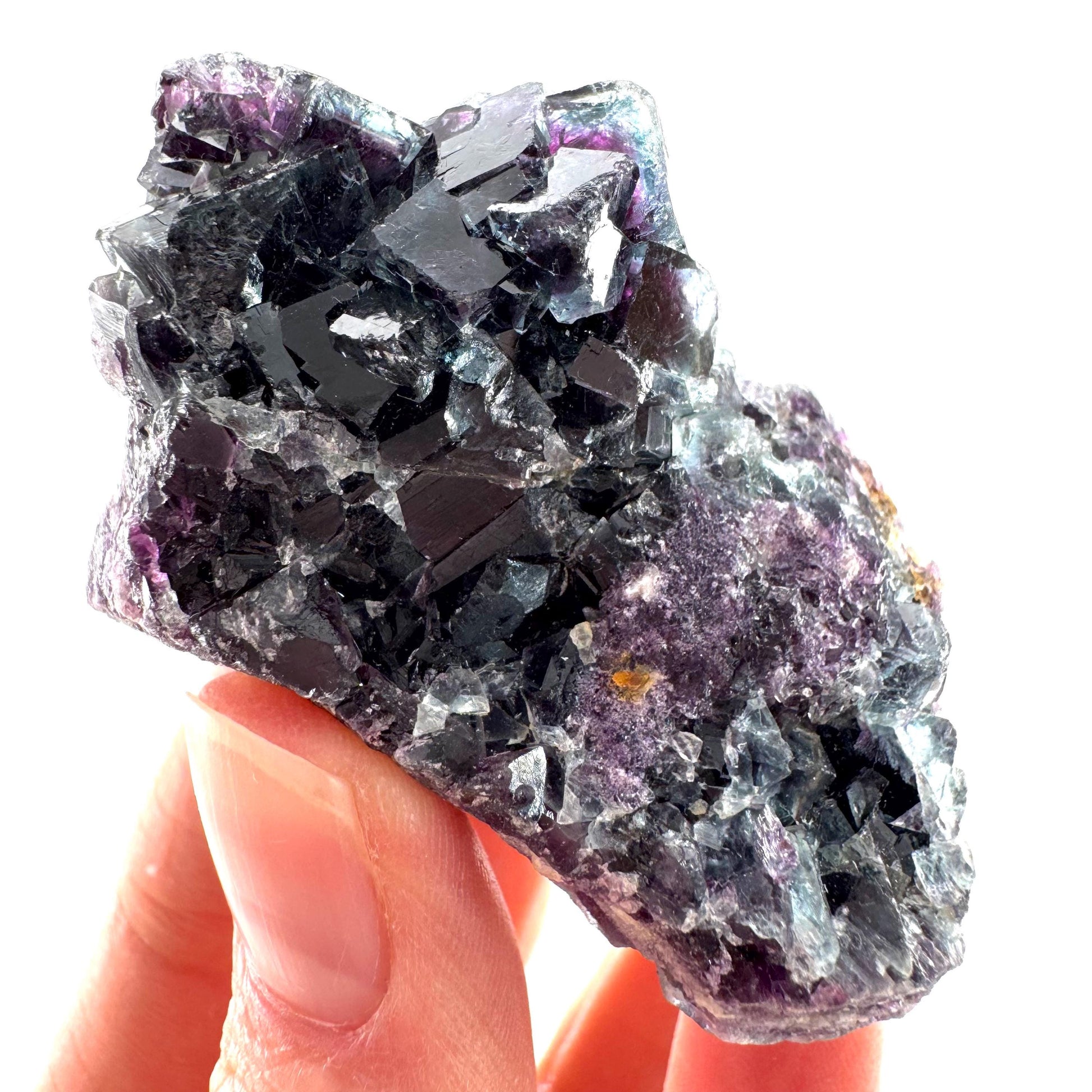 Okorusu Fluorite (Namibia) | green fluorite cluster, purple fluorite, crystals, mineral specimen