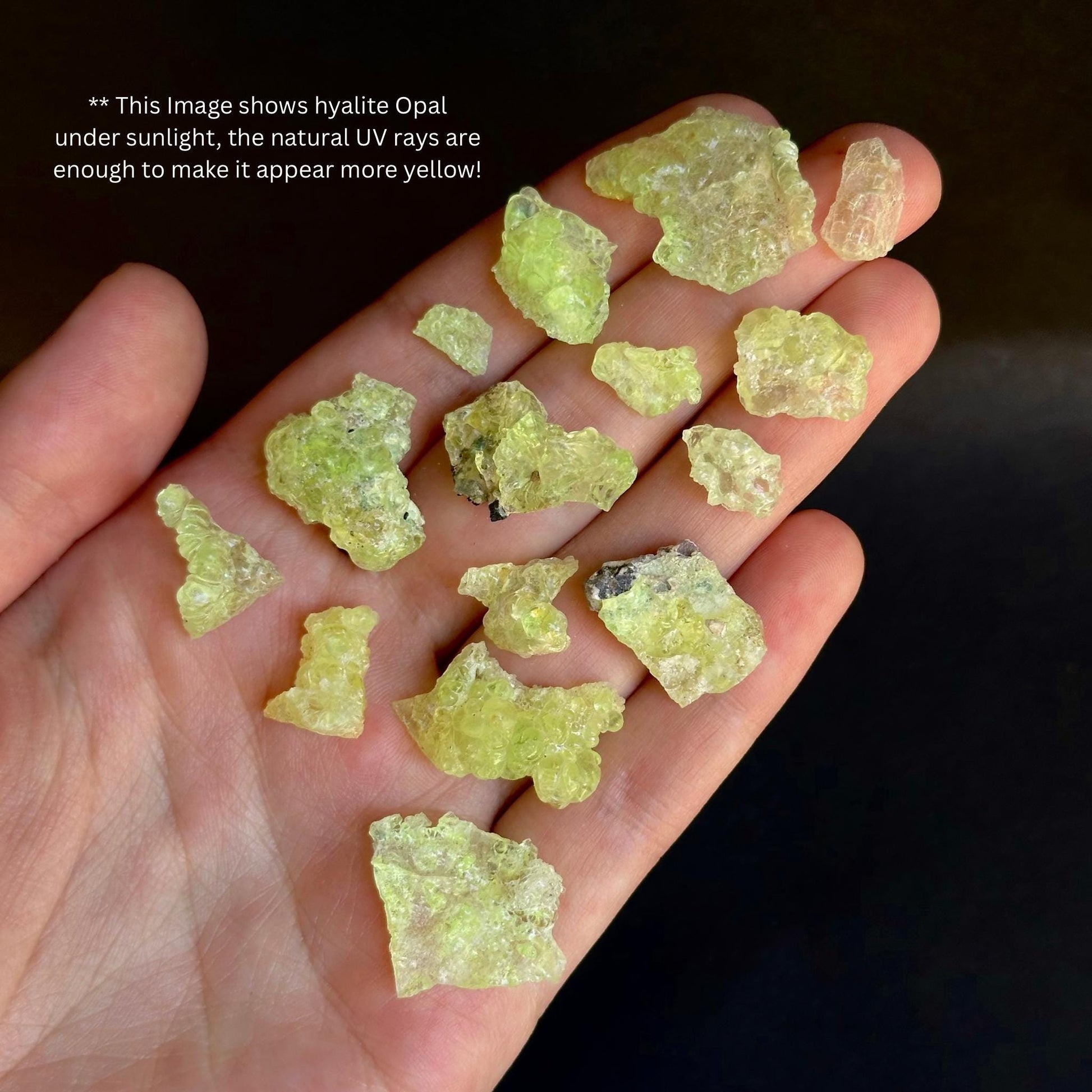 ONE Hyalite Opal (Namibia) | fluorescent hyalite opal, UV reactive hyalite opal, mineral specimen