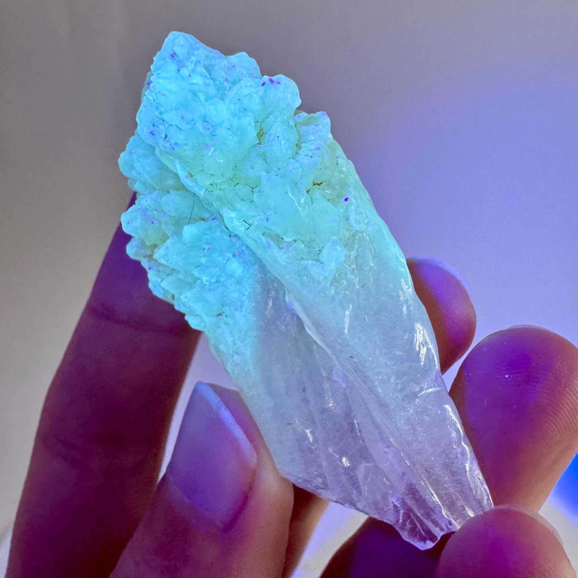 Fluorescent Calcite (Indonesia) | UV-reactive calcite crystal, fluorescent & phosphorescent mineral specimen