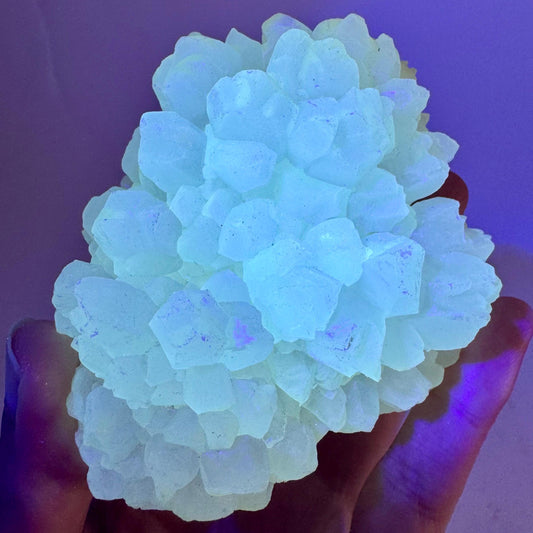Fluorescent Calcite (Indonesia) | UV-reactive calcite crystal, fluorescent & phosphorescent mineral specimen